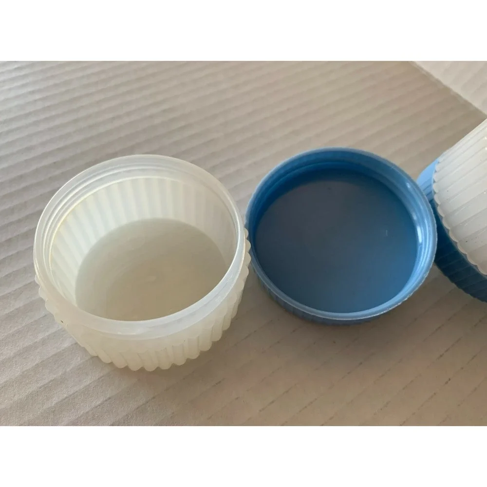 Vtg 1950s Vanity Powder Trinket Pill Box Faux Pearls LOT of 2 Hard Plastic Blue